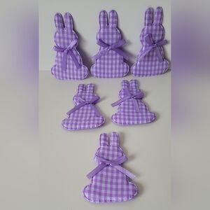 6 Adorable Gingham Bunny Decorations For Crafts Baby Showers Purple & White